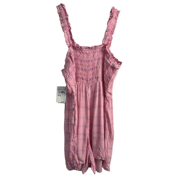 Romper Pink Geodot Plaid Smocked Bodice & Straps Pull-On Nordstrom B.P. Sz M NEW - Picture 3 of 5